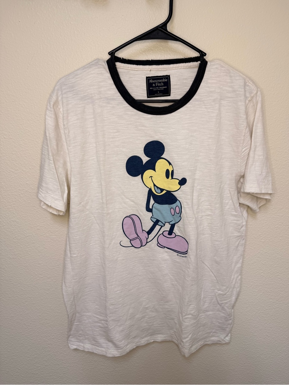 Vntg Abercrombie & Fitch Disney Mickey Mouse Adult White Tee Y2K Distressed XL